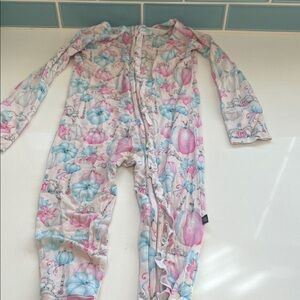 Charming Floral Kids Footie Pajama - Pink and Blue